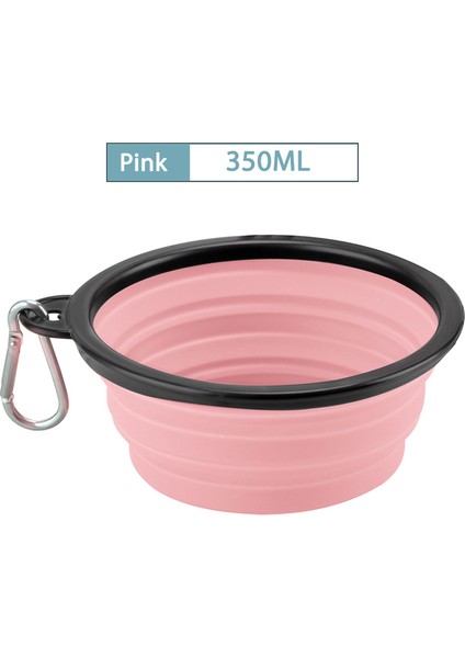 Pembe 350ML Katlanabilir Köpek Hayvan Mama Kabı Eko Firendly Silikon Kedi Köpek Maması Su Besleyici Seyahat Taşınabilir Besleme Kaseleri Köpek Köpek Maması Kabı (Yurt Dışından)