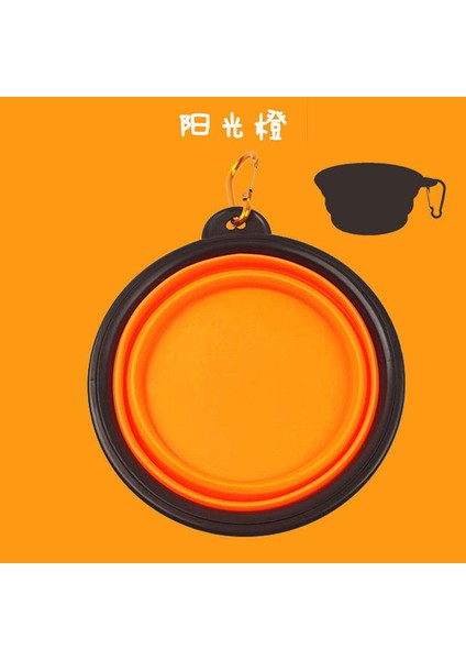 Turuncu 350ML (13X9X5.5CM) Katlanabilir Pet Silikon Köpek Maması Su Kasesi Açık Kamp Seyahat Taşınabilir Katlanır Evcil Hayvan Malzemeleri Karabina ile Evcil Hayvan Kasesi Yemekleri (Yurt Dışından)