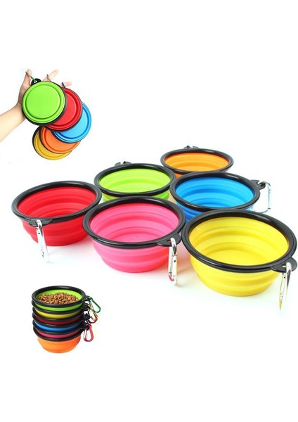 Turuncu 350ML (13X9X5.5CM) Katlanabilir Pet Silikon Köpek Maması Su Kasesi Açık Kamp Seyahat Taşınabilir Katlanır Evcil Hayvan Malzemeleri Karabina ile Evcil Hayvan Kasesi Yemekleri (Yurt Dışından) fiyatları