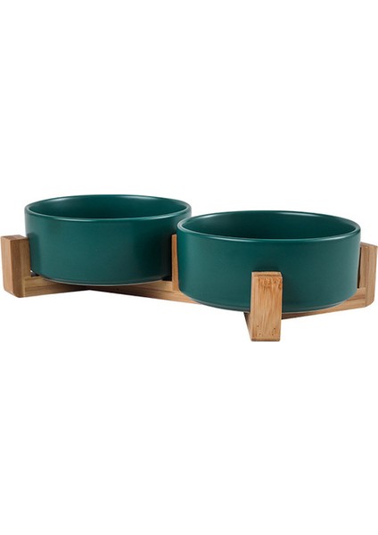 Çift Yeşil 400 ml 1800 ml Köpekler Seramik Kase Pet Çift Gıda Su Kaseleri Bambu Standı ile Iskandinav Mermer Desen Kedi Içme Yeme Besleyiciler (Yurt Dışından)