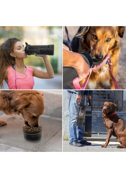 Siyah Taşınabilir Köpek Su Şişesi Küçük Büyük Köpekler Için Kase Açık Köpek Pet Seyahat 2 In 1 Su Şişesi Kedi Suluk Köpek Malzemeleri (Yurt Dışından)