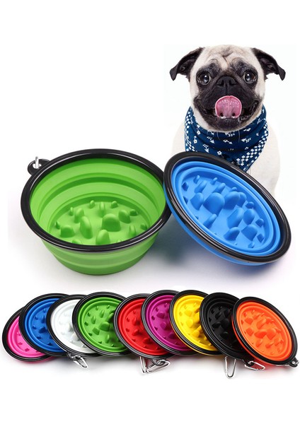Sarı S Katlanabilir Pet Seyahat Yavaş Besleyici Kase Köpek Kedi Taşınabilir Su Kasesi Köpek Anti Choke Gulp Besleme Şişirme Bulaşık (Yurt Dışından)
