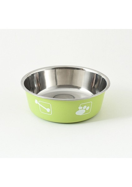 Yeşil L (Çap 16CM) Paslanmaz Çelik Evcil Hayvan Besleyici Kaymaz Köpek Kaseleri Küçük Orta Büyük Köpekler Için Dayanıklı Metal Pet Yuvarlak Mama Kasesi Kediler Için Su Tabağı (Yurt Dışından)