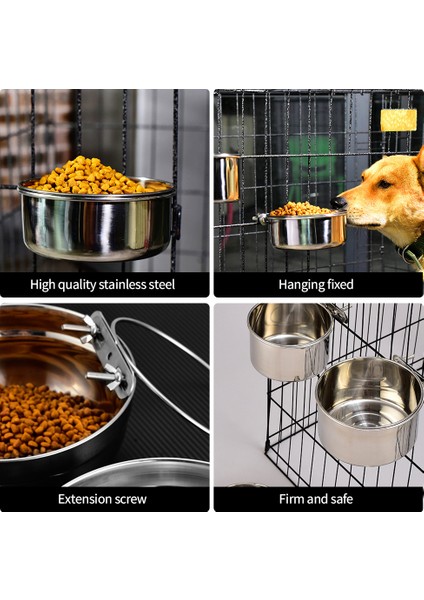 850 ml Paslanmaz Çelik Evcil Hayvan Yiyecek Kasesi 10-20 cm Sıradan Kafes Asılı Köpek Havzası Besleyici Büyük Kapasiteli Sabit Metal Besleme Kasesi (Yurt Dışından) fırsatları