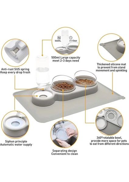 Yeşil 2 2023 Pet Kedi Kase Otomatik Besleyici Köpek Kedi Çift Mama Kasesi Su ile 3 In 1 Çeşme Içme Yükseltilmiş Stand Çanak Kedı Kaseler (Yurt Dışından) indirimleri