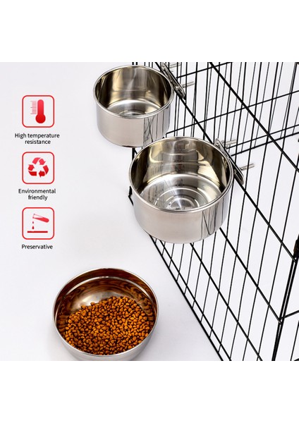 400 ml Paslanmaz Çelik Evcil Hayvan Yiyecek Kasesi 10-20 cm Sıradan Kafes Asılı Köpek Havzası Besleyici Büyük Kapasiteli Sabit Metal Besleme Kasesi (Yurt Dışından)