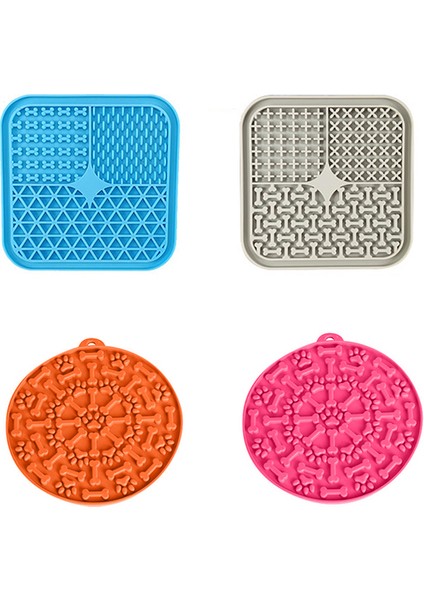 Rastgele 4 Adet Set Evcil Hayvan Besleme Matı Kazıyıcı ile Daha Yavaş Besleyici Ped Kedi Köpek Için Yalama Yalama Mat Yavru Banyo Dikkat Dağıtma Pedleri Silikon Dağıtıcı (Yurt Dışından)