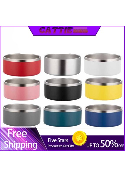 Lacivert 64OZ 32OZ 64OZ Çift Duvar Kaymaz Paslanmaz Çelik Pet Köpek Maması Besleyici Su Kasesi Orta Büyük Evcil Hayvanlar Için Köpek Kase (Yurt Dışından) fırsatları