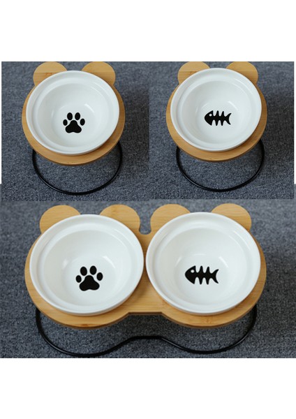 Tek Kase S Sıcak Satış High-End Hayvan Mama Kabı Bambu Raf Seramik Kedi Köpekler Kediler Için Besleme ve Içme Kaseleri Kaseler Evcil Hayvan Besleyici Aksesuarları (Yurt Dışından) modelleri