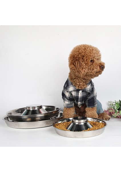 Gümüş L Pet Paslanmaz Çelik Köpek Kase Köpek Kumu Mama Besleme Tabağı Sütten Kesme Silverstainless Besleyici Su Kasesi Evcil Hayvan Besleyici Kase ve Su (Yurt Dışından)