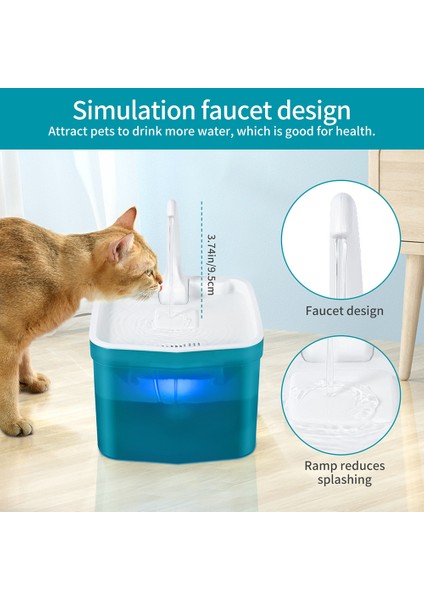 C Köpek Su Çeşmesi Otomatik Filtre USB Elektrikli Dilsiz Kedi Tiryakisi Kase 2l Devridaim Filtreleme Tiryakisi Kediler Için Pet Su Sebili (Yurt Dışından)