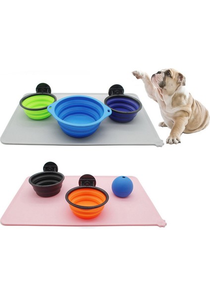 H 48X30CM Silikon Köpek Kedi Kase Mat Yüksek Dudaklı Yapışmaz Su Geçirmez Gıda Besleme Pedi Köpek Besleyici Tepsi Su Yastığı Placemat (Yurt Dışından) modelleri