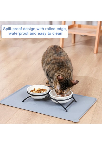 H 48X30CM Silikon Köpek Kedi Kase Mat Yüksek Dudaklı Yapışmaz Su Geçirmez Gıda Besleme Pedi Köpek Besleyici Tepsi Su Yastığı Placemat (Yurt Dışından) fırsatları