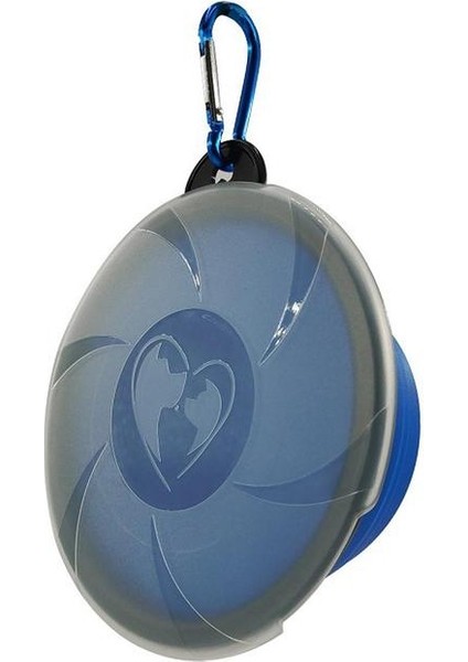 Mavi Katlanabilir Köpek Kaseleri Taşınabilir Seyahat Köpek Maması Su Kasesi Kapaklı ve Karabina Kapalı Açık Için Pet Gıda Kabı (Yurt Dışından)