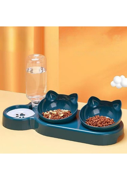 Pembe 0.5l Kedi Mama Kasesi Otomatik Besleyici 3 In 1 Su Sebili Pet Köpek Maması Kabı Içme Yükseltilmiş Stand Bulaşık Kase Evcil Hayvan Malzemeleri (Yurt Dışından)