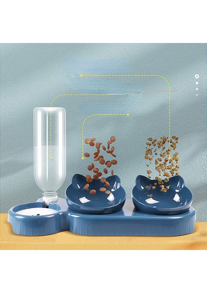 Pembe 0.5l Kedi Mama Kasesi Otomatik Besleyici 3 In 1 Su Sebili Pet Köpek Maması Kabı Içme Yükseltilmiş Stand Bulaşık Kase Evcil Hayvan Malzemeleri (Yurt Dışından)