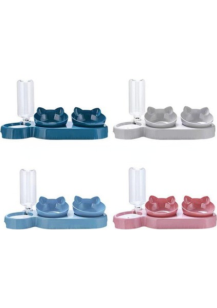 Pembe 0.5l Kedi Mama Kasesi Otomatik Besleyici 3 In 1 Su Sebili Pet Köpek Maması Kabı Içme Yükseltilmiş Stand Bulaşık Kase Evcil Hayvan Malzemeleri (Yurt Dışından)