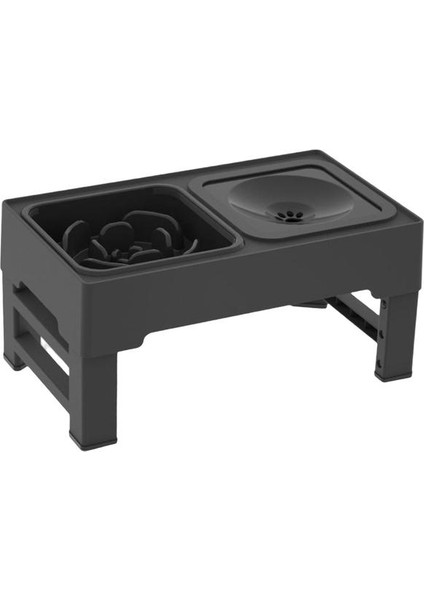 Yavaş Besleyici Siyah Kaymaz Yükseltilmiş Çift Kaseler Evcil Hayvan Besleme Tabağı Besleyici Su (Yurt Dışından)