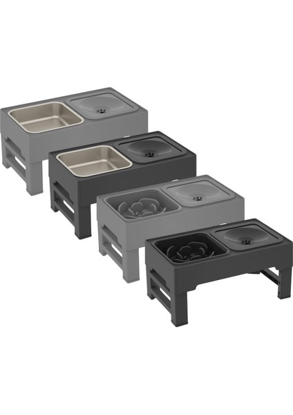 Yavaş Besleyici Siyah Kaymaz Yükseltilmiş Çift Kaseler Evcil Hayvan Besleme Tabağı Besleyici Su (Yurt Dışından) fırsatları