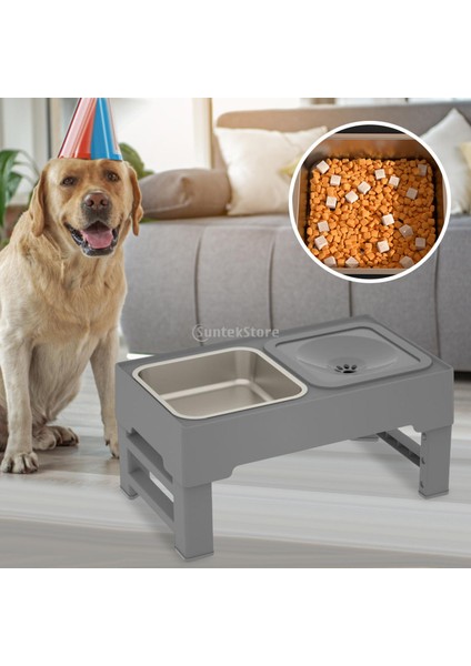 Yavaş Besleyici Siyah Kaymaz Yükseltilmiş Çift Kaseler Evcil Hayvan Besleme Tabağı Besleyici Su (Yurt Dışından) indirimleri
