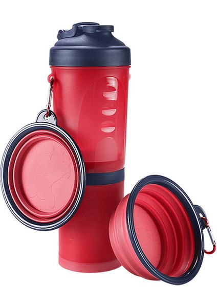Red-5 Taşınabilir 2 In 1 Pet Katlanır Su Şişesi Gıda Kabı Katlanır Silikon Hayvan Mama Kabı Açık Seyahat Köpek Kedi Besleyici Fincan Kase (Yurt Dışından)