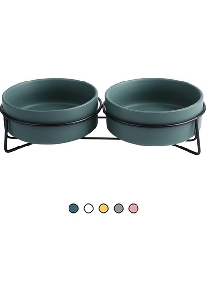 Yeşil Standlı 400ML Küçük Kedi Pet Kedi Köpek Çift Seramik Kase Yavru Kedi Köpekler Için Besleme Yemlik Besleyici Su Sebili Yükseltilmiş Standlı Tedarik Ürün # P007 (Yurt Dışından)