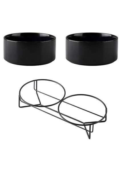 Çift Kaseler 850 ml Çift Kedi Mama Kaseleri Demir Standlı Yıldızlı Evcil Hayvan Besleme Kasesi Küçük Yavru Köpek Su Yemek Aksesuarları Kediler Servikal Omurgayı Koruyun (Yurt Dışından)