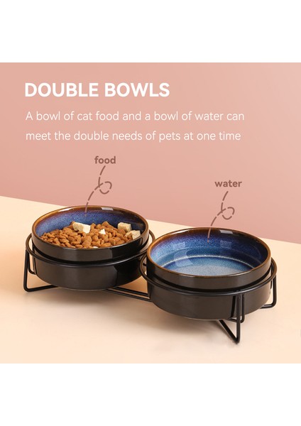 Çift Kaseler 850 ml Çift Kedi Mama Kaseleri Demir Standlı Yıldızlı Evcil Hayvan Besleme Kasesi Küçük Yavru Köpek Su Yemek Aksesuarları Kediler Servikal Omurgayı Koruyun (Yurt Dışından) indirimleri