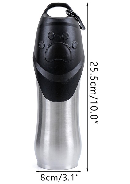 750 ml Pet Şişe 750 ml Yüksek Kapasiteli Taşınabilir Emniyetli Paslanmaz Çelik Köpek Kedi Içme Suyu Şişesi Açık Havada Seyahat Köpek Kase Dispenseri (Yurt Dışından)