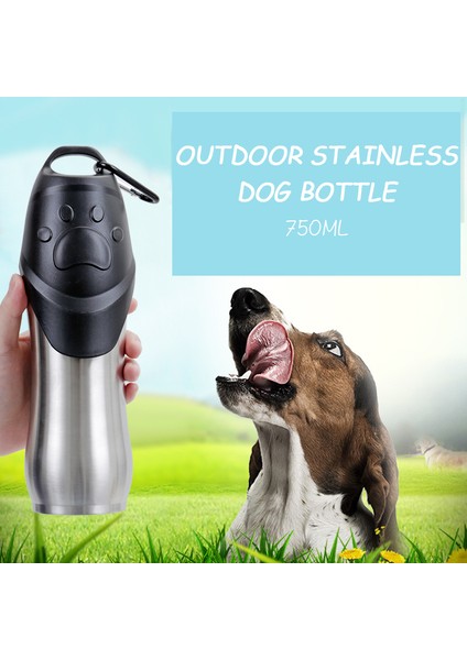 750 ml Pet Şişe 750 ml Yüksek Kapasiteli Taşınabilir Emniyetli Paslanmaz Çelik Köpek Kedi Içme Suyu Şişesi Açık Havada Seyahat Köpek Kase Dispenseri (Yurt Dışından) fiyatları
