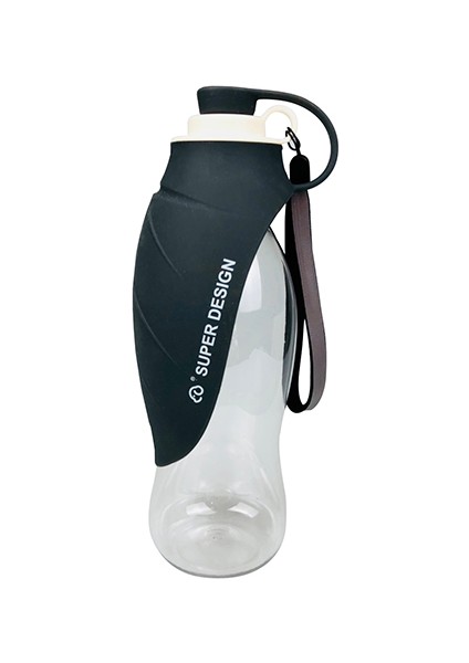 Siyah 580 ml 580 ml Taşınabilir Pet Köpek Su Şişesi Yumuşak Silikon Yaprak Tasarım Seyahat Köpek Kase Yavru Kedi Içme Açık Pet Su Sebili (Yurt Dışından)