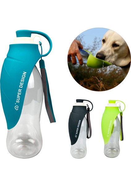 Siyah 580 ml 580 ml Taşınabilir Pet Köpek Su Şişesi Yumuşak Silikon Yaprak Tasarım Seyahat Köpek Kase Yavru Kedi Içme Açık Pet Su Sebili (Yurt Dışından)