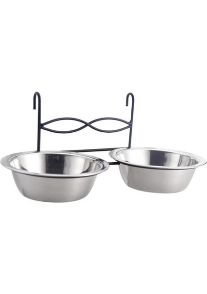 L Çift Evcil Hayvan Kaseleri Asılı Raf ile Büyük Kapasiteli Yeniden Kullanılabilir Paslanmaz Çelik Dayanıklı Evcil Hayvan Kafesi Besleyici Su Yiyecek Kasesi Köpekler Kediler Için (Yurt Dışından)