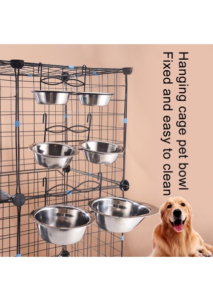 L Çift Evcil Hayvan Kaseleri Asılı Raf ile Büyük Kapasiteli Yeniden Kullanılabilir Paslanmaz Çelik Dayanıklı Evcil Hayvan Kafesi Besleyici Su Yiyecek Kasesi Köpekler Kediler Için (Yurt Dışından) fiyatları
