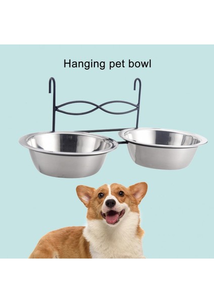 L Çift Evcil Hayvan Kaseleri Asılı Raf ile Büyük Kapasiteli Yeniden Kullanılabilir Paslanmaz Çelik Dayanıklı Evcil Hayvan Kafesi Besleyici Su Yiyecek Kasesi Köpekler Kediler Için (Yurt Dışından) modelleri