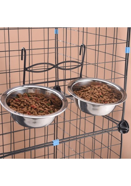 L Çift Evcil Hayvan Kaseleri Asılı Raf ile Büyük Kapasiteli Yeniden Kullanılabilir Paslanmaz Çelik Dayanıklı Evcil Hayvan Kafesi Besleyici Su Yiyecek Kasesi Köpekler Kediler Için (Yurt Dışından) fırsatları