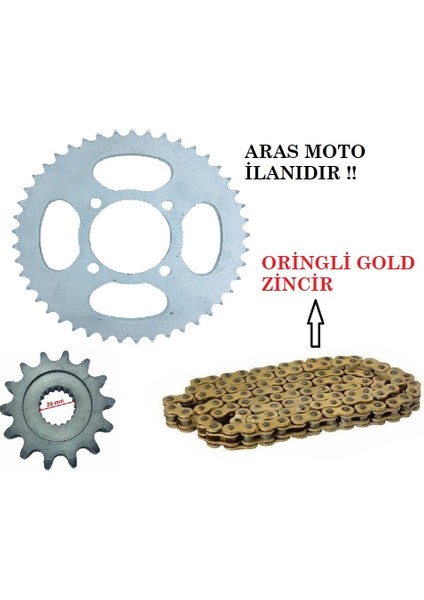 Rks 150 Oringli Zincir Dişli Seti Zincir Oringli Gold Sarı - Arasmoto