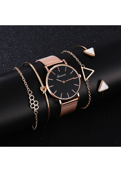 5 Adet Set Gül Altın W 5 Adet Set Kadın Bilezik Saatler Basit Bilek Izle Lüks Saat Kadınlar Için Kadın Kuvars Bayanlar Bilezik Izle Hediyeler Montre Femme (Yurt Dışından) fiyatları