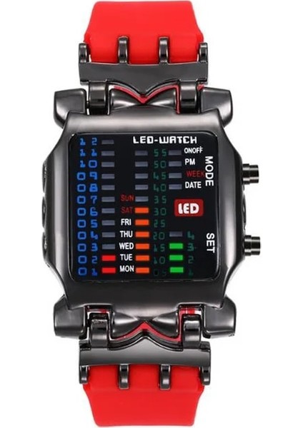 Kırmızı 2020 Moda Ikili LED Dijital Saatler Erkekler Spor Saatler Silikon Elektronik Saat Erkekler Kare Izle Montre Homme Reloj Hombre (Yurt Dışından)