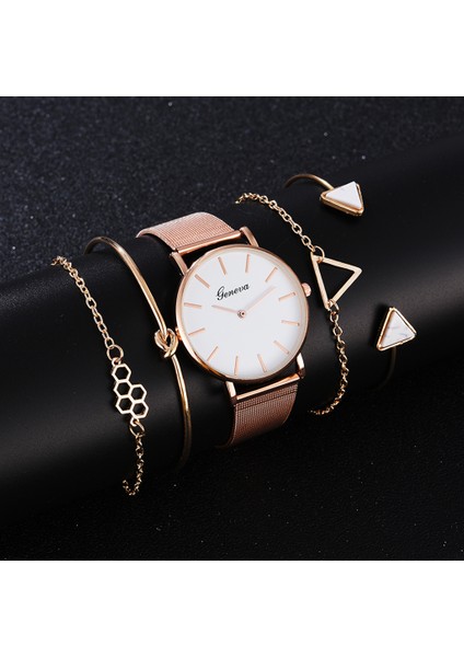 5 Adet Set Gül Altın W 5 Adet Set Kadın Bilezik Saatler Basit Bilek Izle Lüks Saat Kadınlar Için Kadın Kuvars Bayanlar Bilezik Izle Hediyeler Montre Femme (Yurt Dışından) modelleri