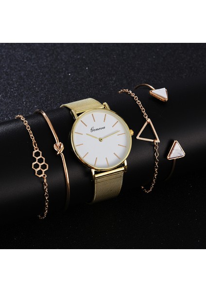 5 Adet Set Gül Altın W 5 Adet Set Kadın Bilezik Saatler Basit Bilek Izle Lüks Saat Kadınlar Için Kadın Kuvars Bayanlar Bilezik Izle Hediyeler Montre Femme (Yurt Dışından) fırsatları