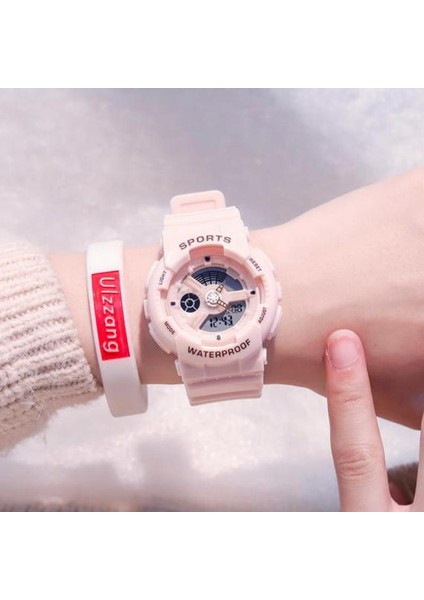 Pembe Altın Spor Yuvarlak Izle Aydınlık Kadran Rahat Bilek Saatler Kız Için Kauçuk Kayış Moda Saat Su Geçirmez Kol Saati Çiftler Için (Yurt Dışından)