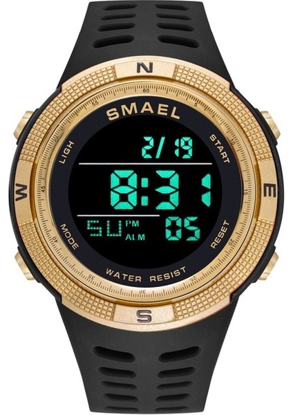 Siyah Altın Smael 1915 Spor Dijital Saatler Erkekler, 2022 5bar Su Geçirmez Chron Kronometre LED Çalar Saat Elektronik Bilek Saati (Yurt Dışından)