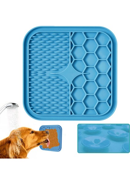 Blue-C S (15X15X0.9 Cm) Silikon Pet Yalama Mat Emme Köpek Yalama Pedi Yavaş Besleyici Yalama Mat Köpekler Için Evcil Hayvan Banyo Distraksiyon Pedleri Gıda Dağıtıcı (Yurt Dışından)