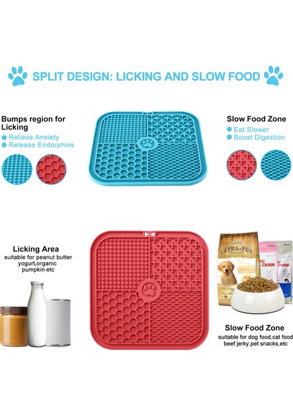 Blue-C S (15X15X0.9 Cm) Silikon Pet Yalama Mat Emme Köpek Yalama Pedi Yavaş Besleyici Yalama Mat Köpekler Için Evcil Hayvan Banyo Distraksiyon Pedleri Gıda Dağıtıcı (Yurt Dışından) modelleri
