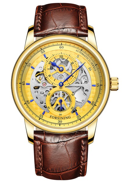 Altın Forsınıng Mavi Izle Basit Içi Boş 8 Kelime Mekanik Saat Dairesel Kemer Izle Alaşım Mekanik Saat (Yurt Dışından)