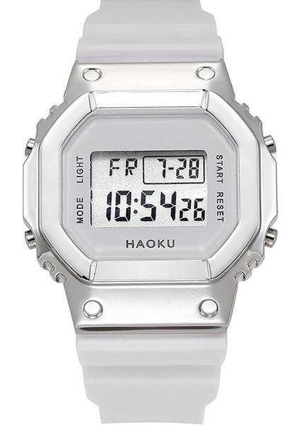 Beyaz Gümüş LED Metal Şok Spor Erkek Saatler Kadın Elektronik Dijital Ekran Retro Tarzı Saat Erkek Relogio Masculin Reloj Hombre Homme (Yurt Dışından)