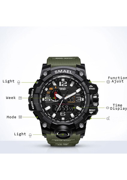 1545 Turuncu Smael 2021 Erkekler Askeri Izle 50 M Su Geçirmez Kol Saati LED Kuvars Saat Erkek Relogios Masculino Dijital Spor Saatler Erkek (Yurt Dışından) modelleri