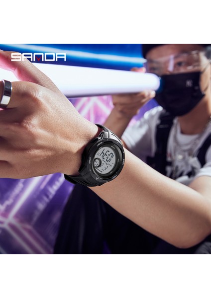 Tüm Siyah Moda Sanda Üst Marka Spor Erkek Saatler Geri Sayım Su Geçirmez LED Dijital Saat Adam Askeri Kol Saati Relogio Masculino 2125 (Yurt Dışından) fiyatları