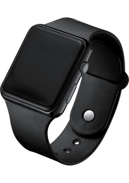 A001-SIYAH Siyah Erkek Izle Kadın Rahat Spor Saatler Beyaz LED Elektronik Dijital Şeker Renk Silikon Bilek Izle Çocuk Dropshipping (Yurt Dışından)